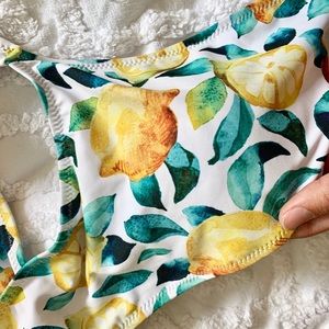 CUPSHE lemon halter criss cross bikini top